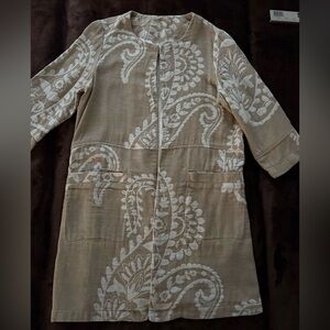 Chico’s Jacquard Open Front Coat. Size 1